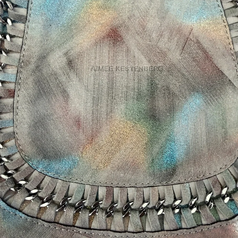 Aimee Kestenberg Rainbow Iridescent Leather Hobo Bag NWOT Boho Hippie Genny